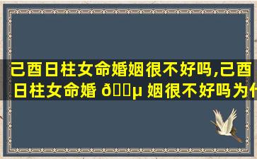 己酉日柱女命婚姻很不好吗,己酉日柱女命婚 🐵 姻很不好吗为什么